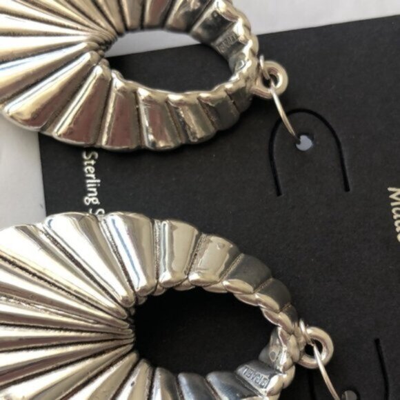 E&L Twist Textured Sterling Silver Electroform Earrings Israel 2.5” long - Picture 6 of 11